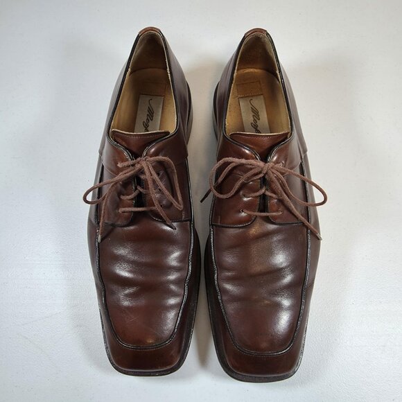 MEZLAN MEDOLLA MENS LEATHER SHOES BROWN SQUARE TOED SIZE 9.5 MADE IN SPAIN - Picture 3 of 11